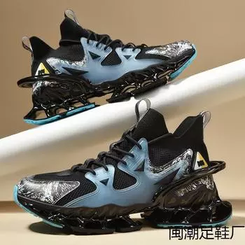 Guochao Super Fire Live Broadcast Flying Weaving Blade Sole Спортивная повседневная мужская обувь на шнуровке Подростковые кроссовки Tide для бега для мужчин 39 белый