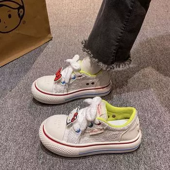 Guochao уродливые большие парусиновые туфли с большой головой 2025 года, весенний фестиваль, куплеты, знаменитый взрыв, универсальная толстая подошва, увеличение высоты, спортивная ниша, повседневная обувь 35