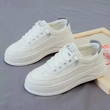 Guochaofeng little white shoes women s 2025 new spring with skirt sports shoes board shoes versatile one-pedal women s shoes 35 чёрный