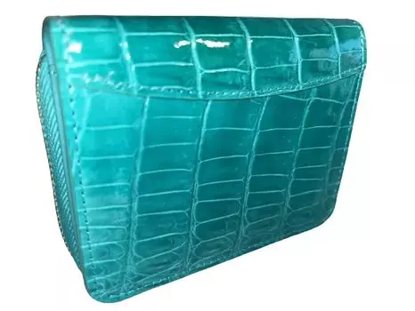 Guodi Bifold Wallet из натуральной крокодиловой кожи с блестящей отделкой [GUODI] (Остекление Отделка) Женский Мужской HL-9769-CRS (Бирюзово-синий)