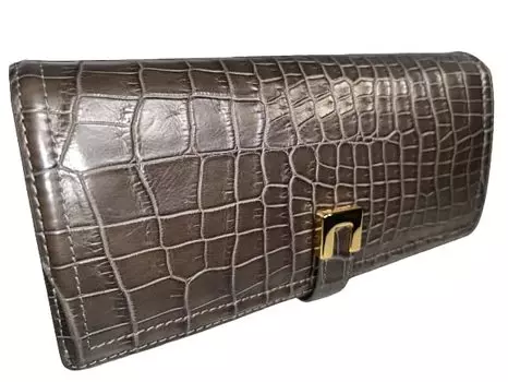 Guodi Crocodile Genuine Leather Matte Finish with tongue metal fittings Cover type long wallet for women and men Croco Crocodile Leather Wallet Wallet