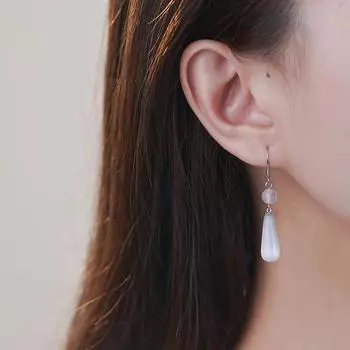 Guofeng кошачий глаз камень капля серьги крючки женские новые китайские простые милые и нежные серьги время