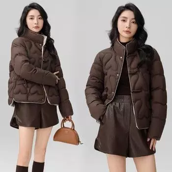 Guofeng легкая и тонкая пуховая хлопковая одежда, новая китайская зимняя новая маленькая хлопковая одежда, куртки с пряжками, женские хлопковые куртки M чёрный