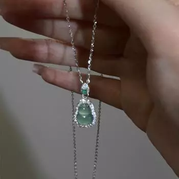 Guofeng Новое китайское натуральное ожерелье с подвеской в виде тыквы из халцедона для женщин, легкое, роскошное, в стиле ретро, элегантное, индивидуальная цепочка на шею, цепочка на ключицу