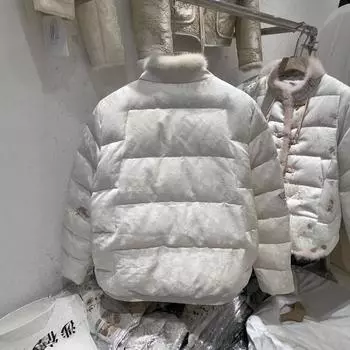 Guofeng новый китайский пуховик с воротником-стойкой, пряжкой, вышитой короткой курткой 90% белого утиного пуха, подкладка из норковой шерсти M белый