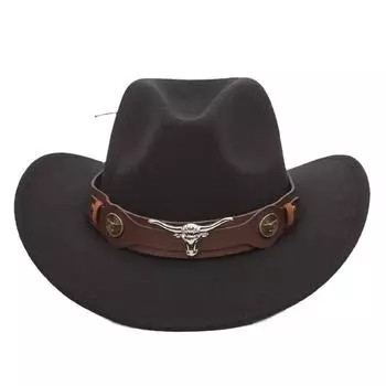 Guoluo тибетский цилиндр шляпа ковбоя в стиле вестерн аксессуары для головы быка фетровая шляпа знаменитая джазовая шляпа с завитыми краями серый
