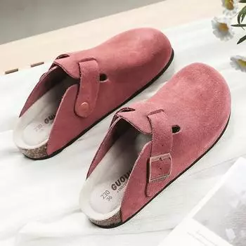 Guoluofei Clogs женские и мужские из натуральной коровьей замши с круглым носком, повседневные пляжные сандалии из пробки 36