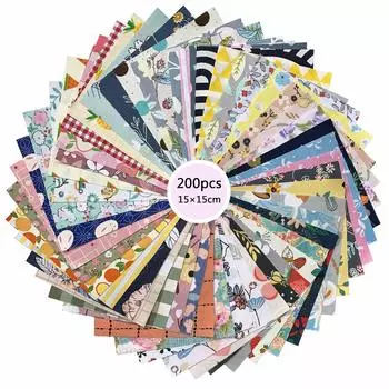 GUQI 200 шт. Набор полосок хлопковой ткани с цветочным узором, сделай сам, ручная работа, лоскутное полотно x (15см 15см)