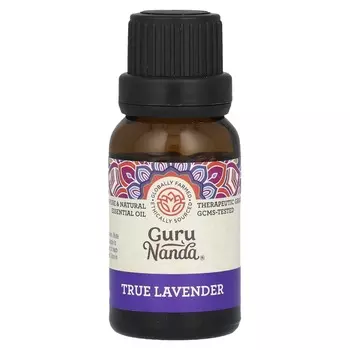 GuruNanda, 100% чистое и натуральное эфирное масло, настоящая лаванда, 0,5 жидких унций (15 мл)