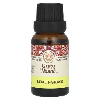 GuruNanda, 100% чистое натуральное эфирное масло, лемонграсс, 0,5 жидких унций (15 мл)