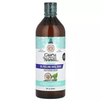GuruNanda, Натуральный ополаскиватель для полости рта с маслом кокоса и мяты, 16 жидких унций (473 мл)