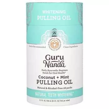 GuruNanda, Отбеливающее масло для вытягивания волос, кокос + мята, 28 упаковок, 0,4 жидких унций (12 мл) каждый