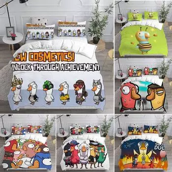 Гусь Гусь Утка 3D Пододеяльник Животные Игры Комплект постельного белья Наволочка Одеяло 2/3 шт. Single 135x200cm