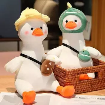 Гусь, плюшевые глаза, белая одежда, милый головной убор, 3D кукла, утка, плюшевый орнамент, мягкая плюшевая кукла-животное синий