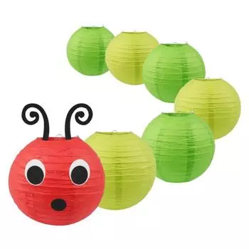 Гусеница бумажные фонарики потолочные подвесные фонарики украшения с глазами и ртом для школьного класса день рождения декор 20cm 7pcs