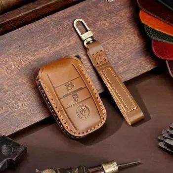 GUSHIBEI Роскошный кожаный чехол для ключей ручной работы для Kia с 3 кнопками чёрный