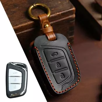 GUSHIBEI Роскошный кожаный чехол для ключей ручной работы для JAC чёрный