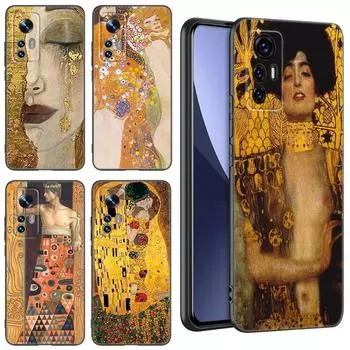 Gustav Klimt Kiss Art черный силиконовый чехол для телефона Xiaomi Mi 9 SE 8 10T 11 12 13 Lite 9T 11T 12S 12T 13T 14 Pro 5G NE 11i 12X Xiaomi Mi 11 Pro 5G