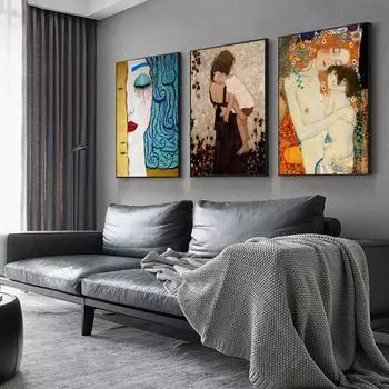 Густав Климт знаменитая картина «Мать и ребенок», холст, постеры и принты, абстрактные настенные художественные картины «Поцелуй Климта» для домашнего декора комнаты 21x30cm No Frame