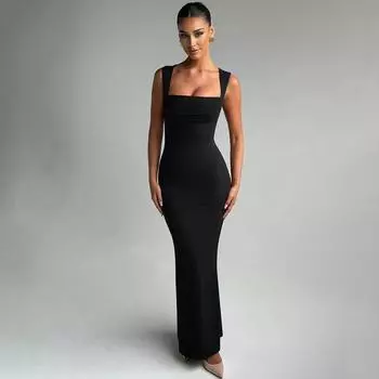 Gusty Fashion Ins Fashion Adult Lady like Woman Elegant Silm Bodycon Dress Sexy Tight Dress Height JGG Dress Women Black L
