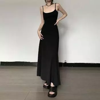 Gusty New Fairy Hot Girl A- line Elastic Slip Dress Black M