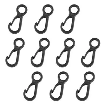 Guy Line Tensioner Awning Rope Fastener Anti Slip Cord Tightener Tent Pack Hook Wind Rope Buckle black-10pcs