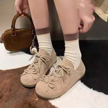 Guyun Shu Ballet Evergreen~ Niche Мягкая подошва Туфли Forrest Gump Женская Осенняя Новая Универсальная Модная Повседневная Обувь Детская 35 коричневый