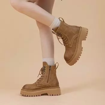 Guyun Shu Martin Boots Women s Spring and Autumn 2024 New British Style Explosive Short Boots Thick-soled Retro Locomotive Boots 35 чёрный