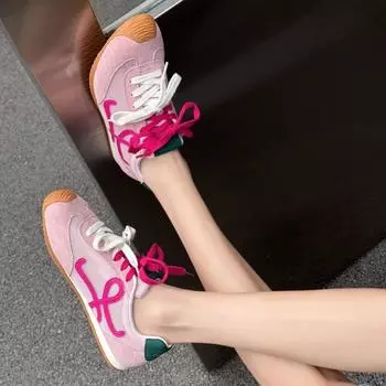 Guyun Shu Power Power Та же кожаная прозрачная сетка асимметричная с большим носком на шнуровке повседневная тренировочная обувь Forrest кроссовки для бега женские 35 красный