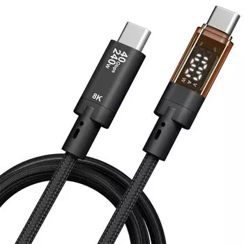 [GWAAN]Кабель USB 4 длиной 1 м, быстрая зарядка PD, совместимый с Thunderbolt 4, 240 Вт, светодиодный выходной экран, USB4-кабель для зарядки, видеовыход 40 Гбит/с 8K при 60 Гц, высокая скорость