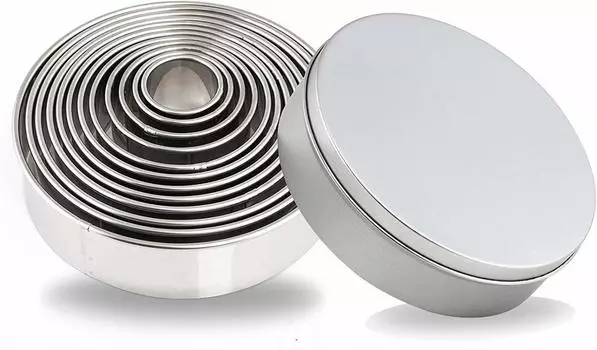 GWHOLE Круглая форма для резки печенья Форма для торта Набор из 12 круглых форм из нержавеющей стали