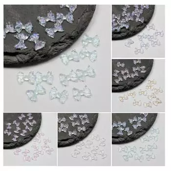 Гвоздь 10x8 мм 50 шт. смоляные маленькие блестящие бантики-бусины без пор на плоской основе DIY Magic Color фиолетовый