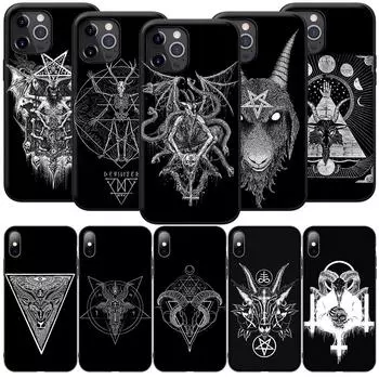 GX76 Мягкий силиконовый чехол с головой козла и сатаны для iPhone 13 12 Mini 11 Pro XS Max XR X 8 7 6 6S Plus 5 5S SE 2020 iPhone 5 5s SE