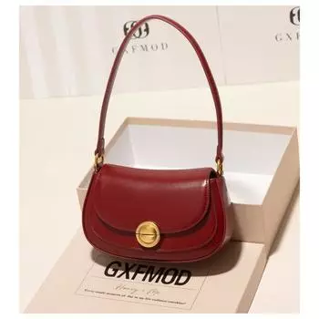 Gxfmod Special-Interest Design Retro Festive Bridal Wedding Bag 2024 Autumn Winter Red One Shoulder Crossbody Saddle Bag Red-In Stock No Gift Box