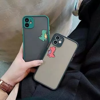 GYKZ милый мультяшный чехол для пары динозавров для iPhone 13 11 Pro 12 XS MAX XR 7 SE2020 X 8Plus прозрачный жесткий матовый чехол iphone 6Plus