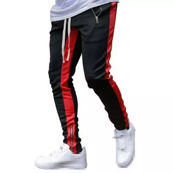Gym Slim Mens Fit Tracksuit Bottoms Casual Jogging Joggers Sweat Trousers Pants BlackRed,2XL