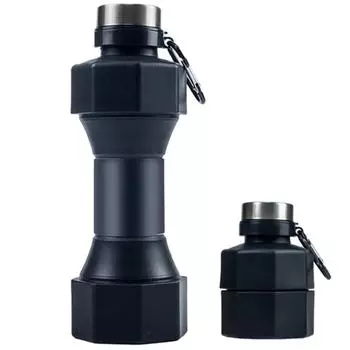 Бутылки для воды в спортзале 650 мл Складная бутылка для воды в форме гантели Дорожные аксессуары Стаканы для воды для пикника Фитнес Кемпинг Йога 0.65L