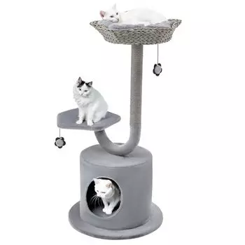GYMAX Cat Height Cat Cat Cat для нескольких конфет Natural Hemp Nail Nail Observation Sense устраняет недостаток Cat Cat Playground Tower, 106 см,