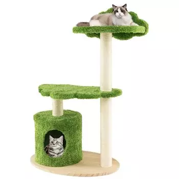 GYMAX Cat Tower Высота 85 см Кошачья башня Кошачья комната Кошачья башня для кошек Стационарная площадка для наблюдения за несколькими кошками Игрушка-конфета в комплекте Полировка ногтей Прочный