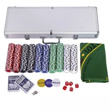 GYMAX Poker Poker 500 Casino Poker 100 штук каждого No Включает в себя игровые фишки Table Casino Silver, фишки, фишки, фишки, набор, цвет,