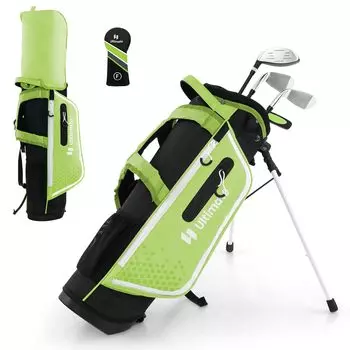 GYMAY Club Junior Golf Club Детский гольф для 4 человек Включает сумку для гольфа Головка для юниоров Детский набор для детей лет, детский набор, набор, для начинающих, для правой руки, зелёный