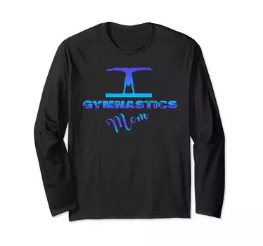 Gymnast On Balance Beam Gymnast With Gymnastic Mom Long Sleeve T-Shirt чёрный