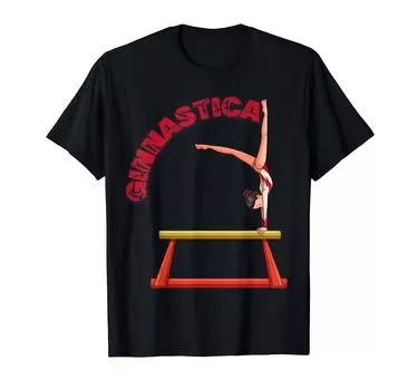 Gymnastics Italy Balance Beam Red Italian Gymnast T-Shirt чёрный