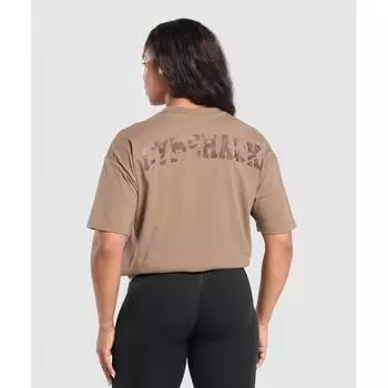 Gymshark Adapt Camo Graphic Oversized Top Soul Brown B9a9v Nbzw S