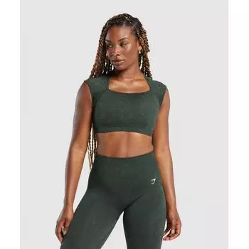 Gymshark Adapt Fleck Seamless Crop Top Victory Green Unit Green B6a3b Ecvn XS