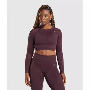 Gymshark Adapt Fleck Seamless Long Sleeve Crop Top Depth Purple Steel Purple B2a1c Pb0w XS