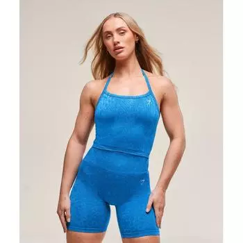 Gymshark Адаптировать X Whitney Animal бесшовный миди-танк штанга синего цвета нежно-голубой B3b8w Uddp S