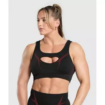 Gymshark Apex Lift Sports Bra Black Reps Red B1c5e Bcm2 XS