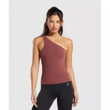 Gymshark Asymmetric Tank With Shelf Burgundy Brown B8a7q Rbqv XXS