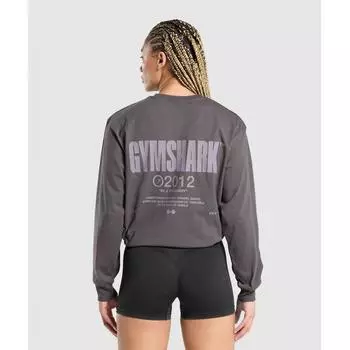 GYMSHARK Be a Visionary Топ с длинными рукавами Серо-фиолетовый B7A6M PBVR